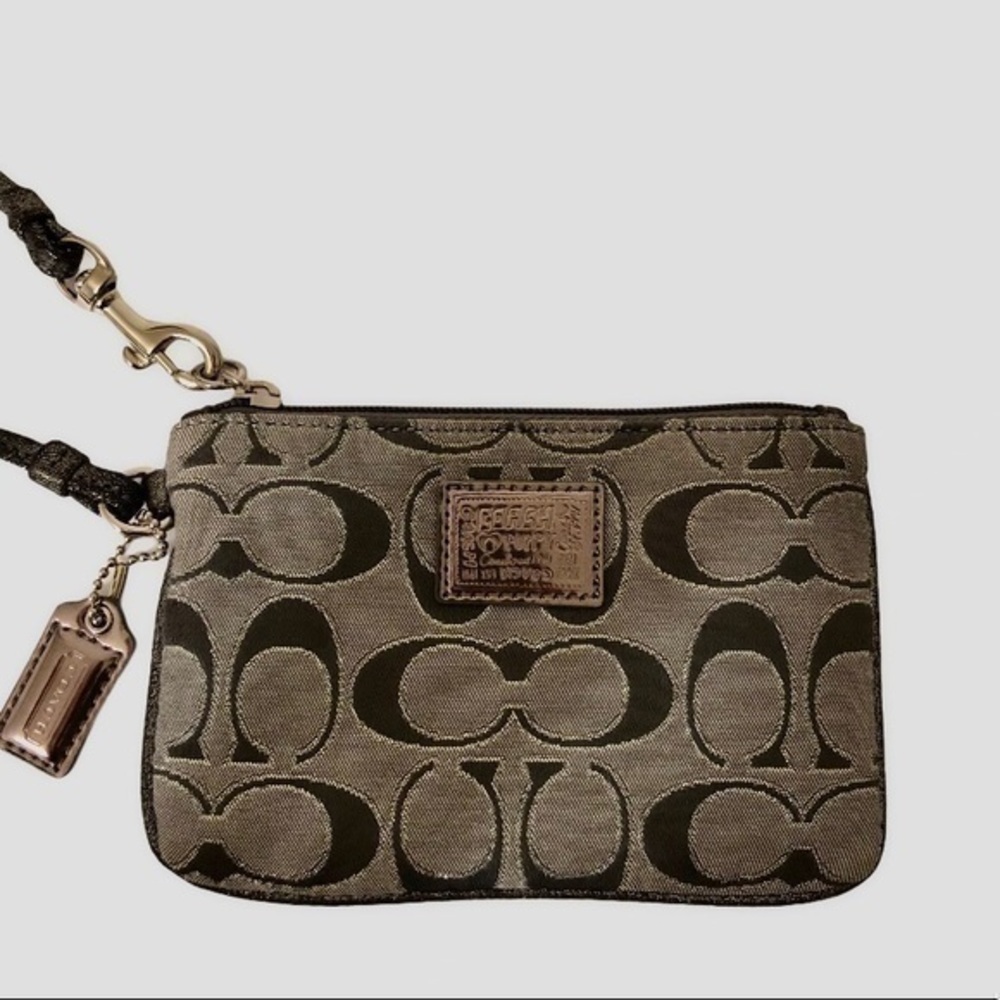 COACH poppy grey silver wristlet